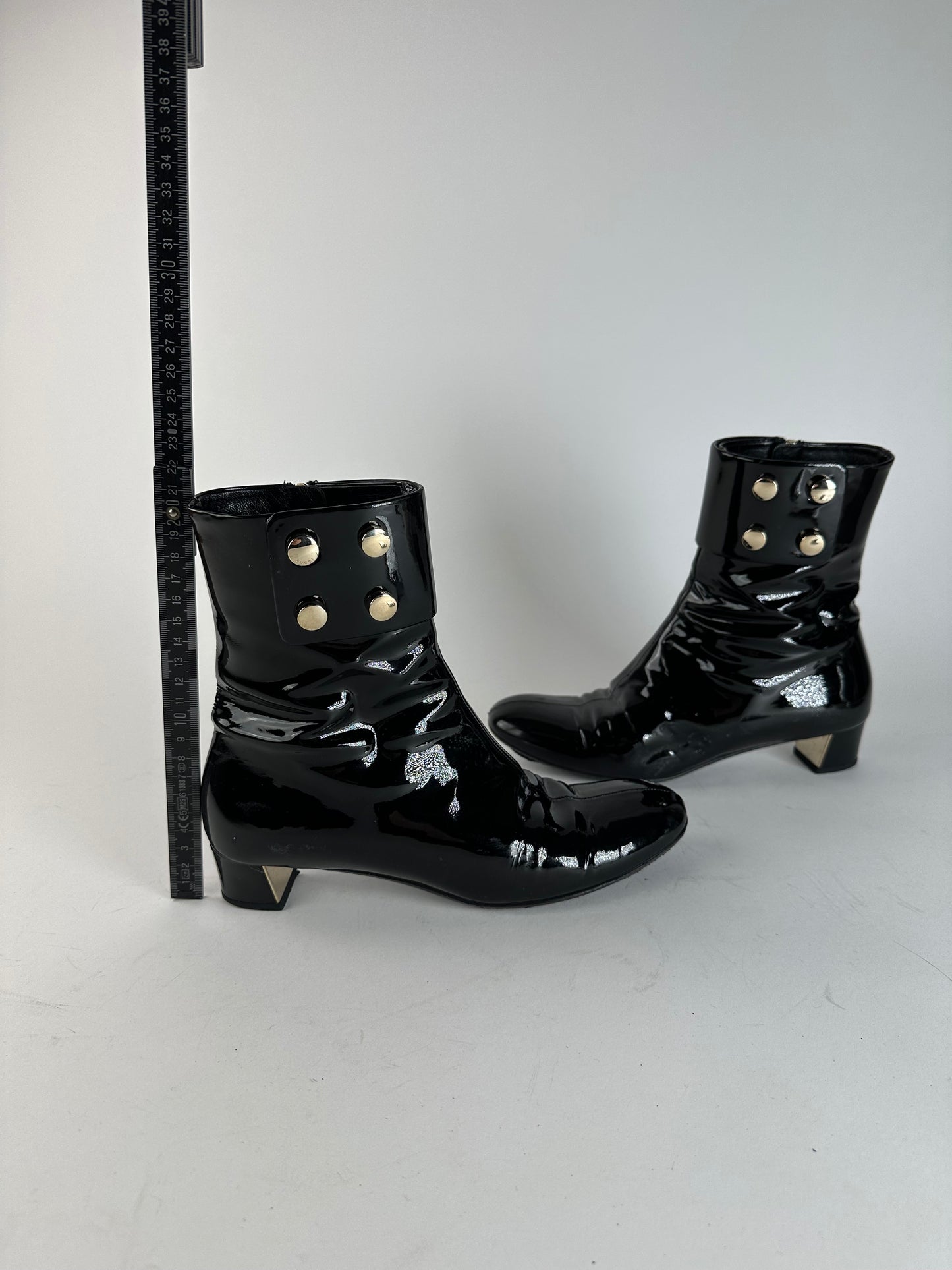 Vintage Gucci Patent Leather Heeled Boots Black EU36,5