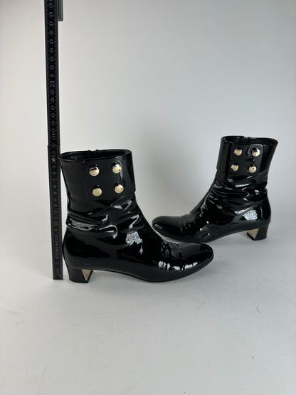 Vintage Gucci Patent Leather Heeled Boots Black EU36,5
