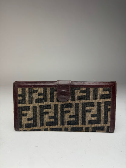 Vintage Fendi FF monogram Leather Card Holder / Wallet Brown