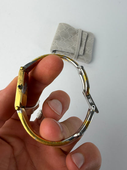 Vintage Gucci Bicolor Bracelet Watch c. Late 1980s Gold Silver Black