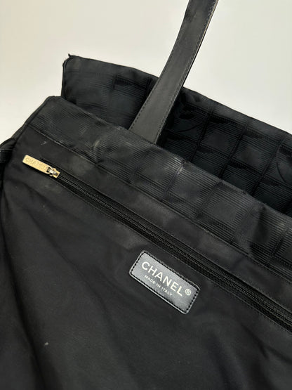 Vintage Chanel Monogram New Travel Line Tote Bag Black