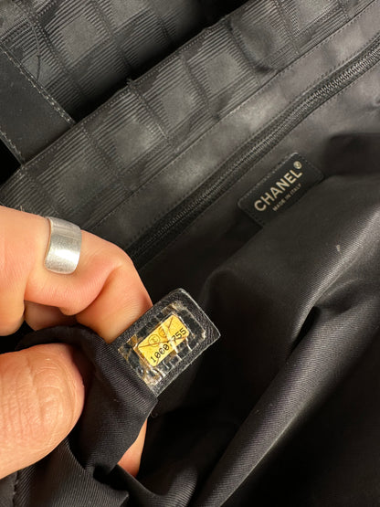 Vintage Chanel Monogram New Travel Line Tote Bag Black