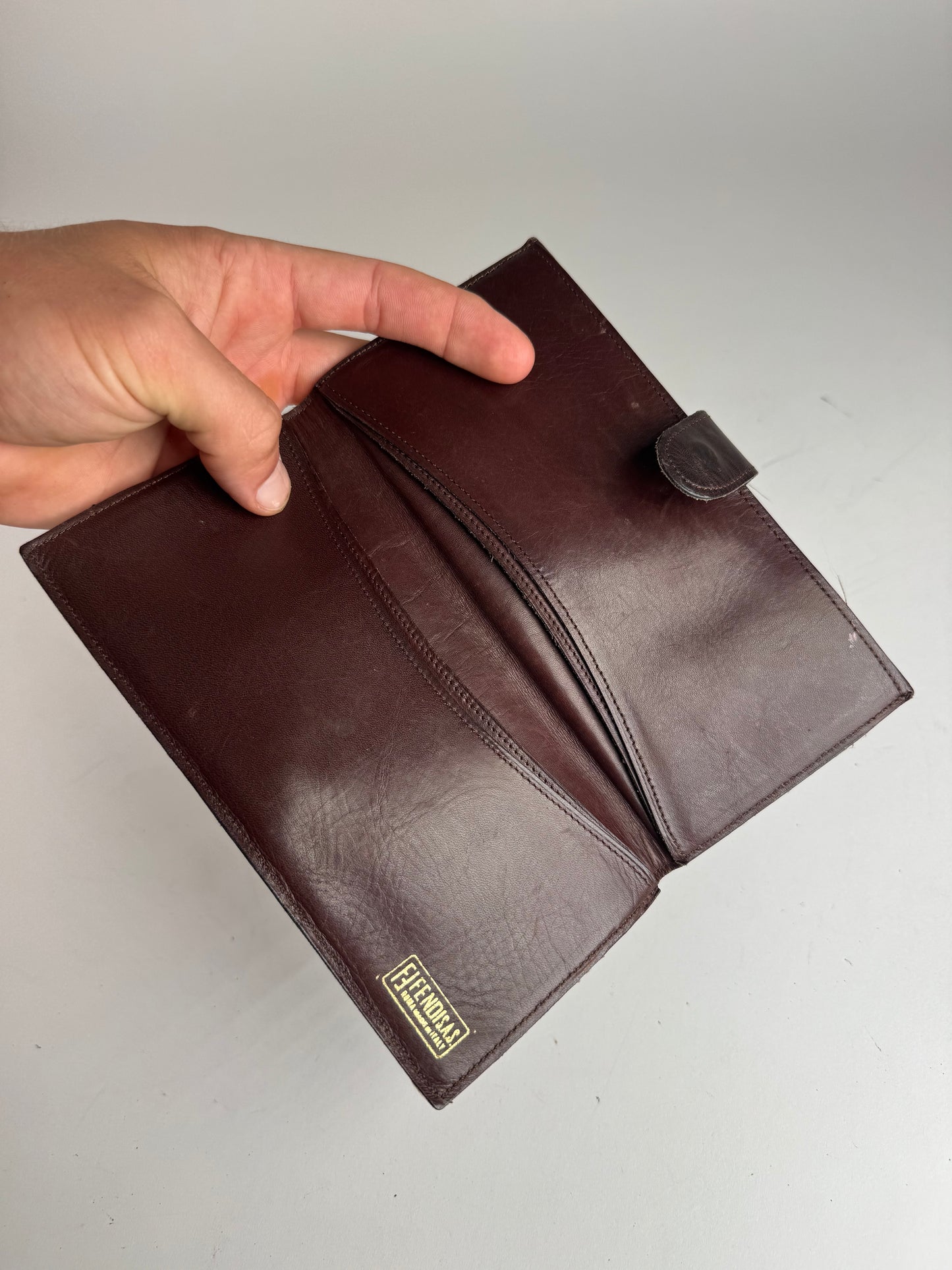 Vintage Fendi FF monogram Leather Card Holder / Wallet Brown