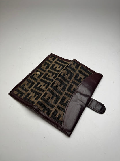 Vintage Fendi FF monogram Leather Card Holder / Wallet Brown