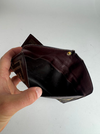 Vintage Fendi FF monogram Leather Card Holder / Wallet Brown