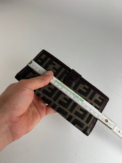 Vintage Fendi FF monogram Leather Card Holder / Wallet Brown