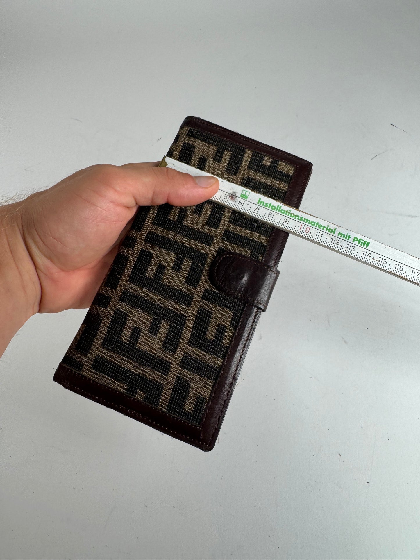 Vintage Fendi FF monogram Leather Card Holder / Wallet Brown