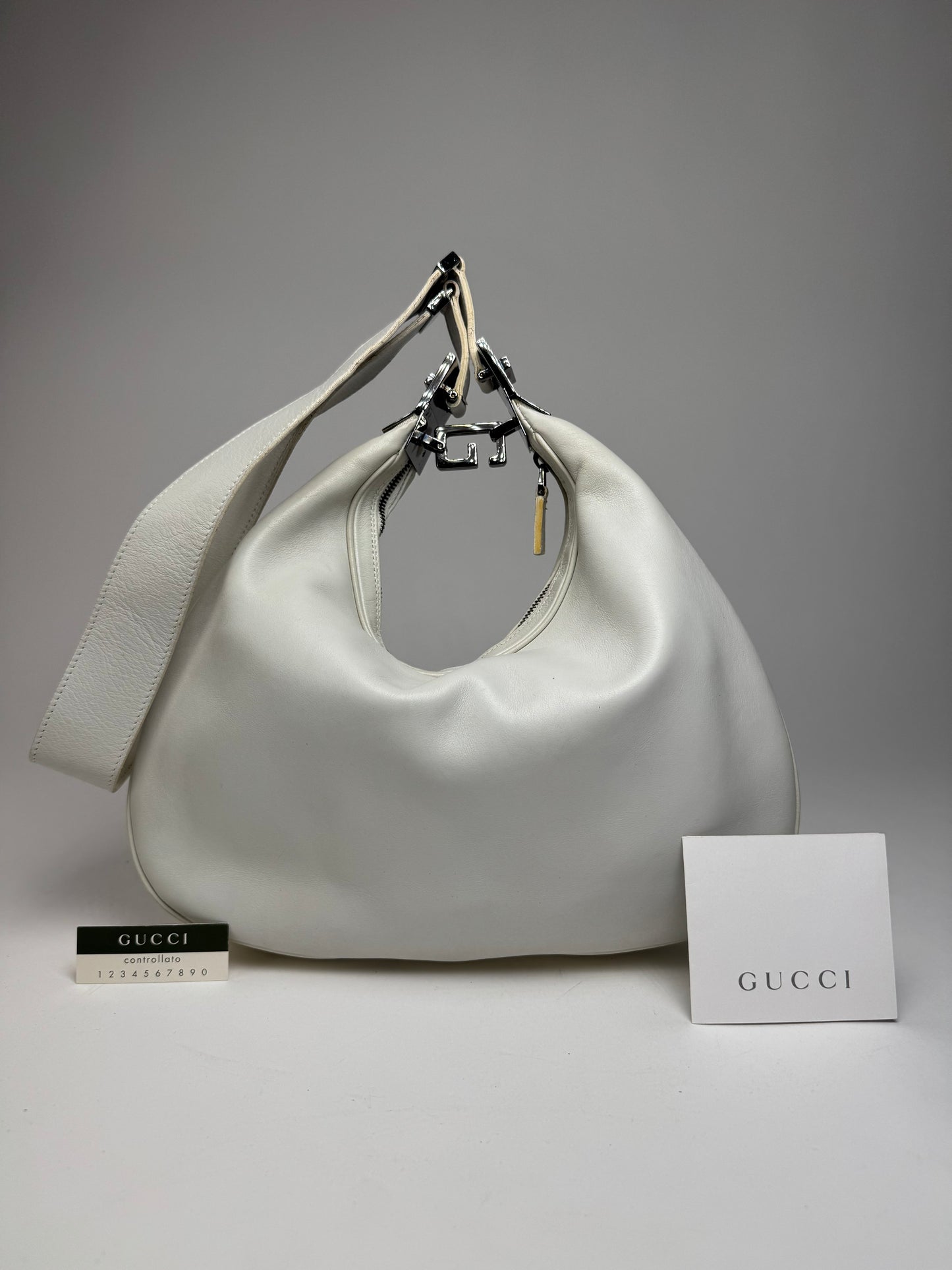 Vintage Gucci Tom Ford Leather shoulder bag white