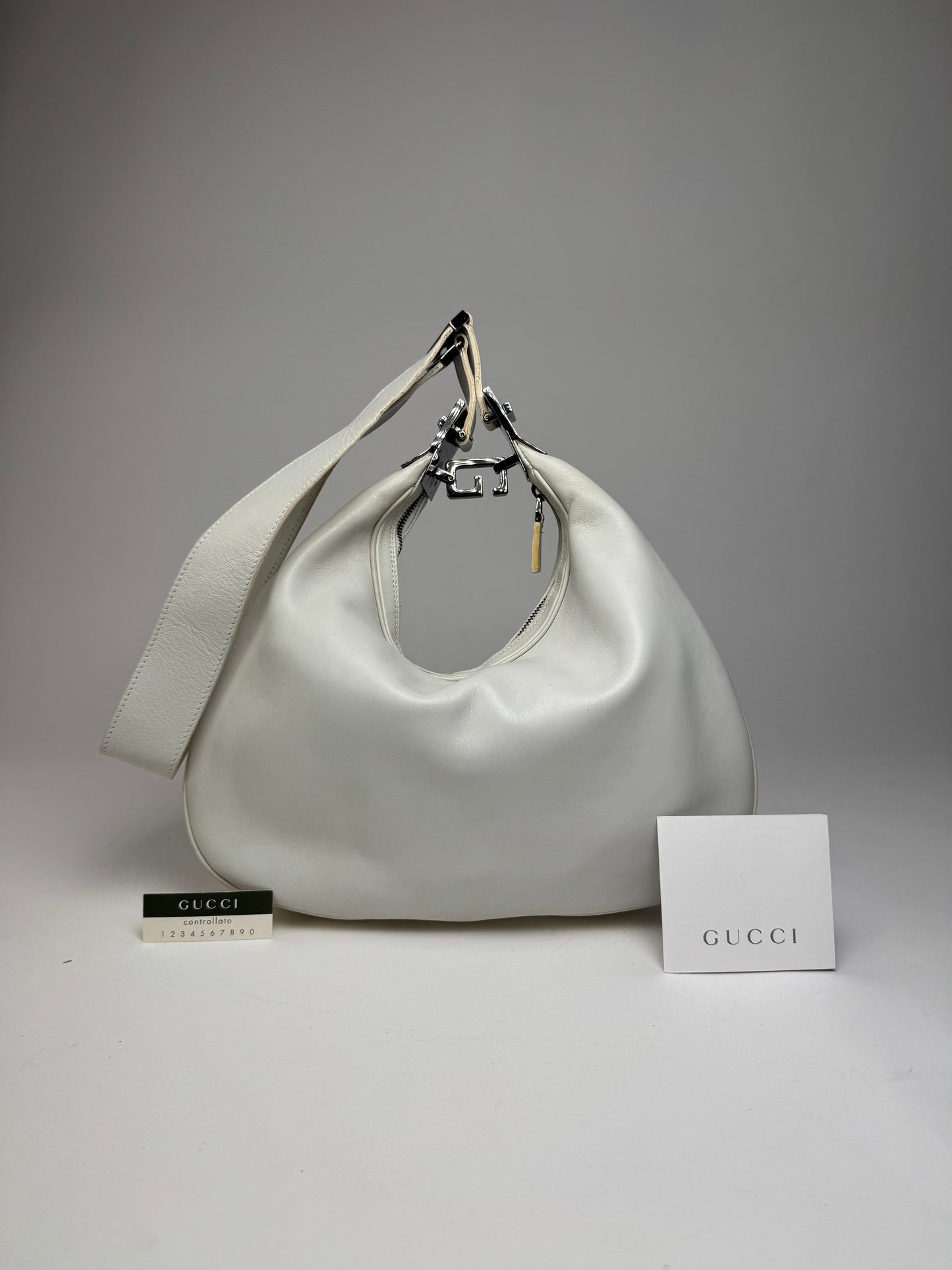 Vintage Gucci Tom Ford Leather shoulder bag white