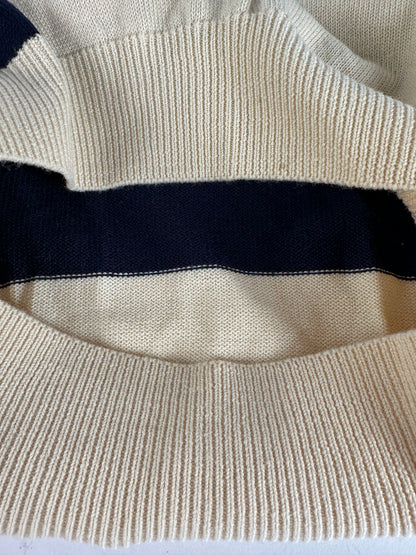 Vintage Dior Sports Wool Intarsia Knit Sweater Navy Cream L
