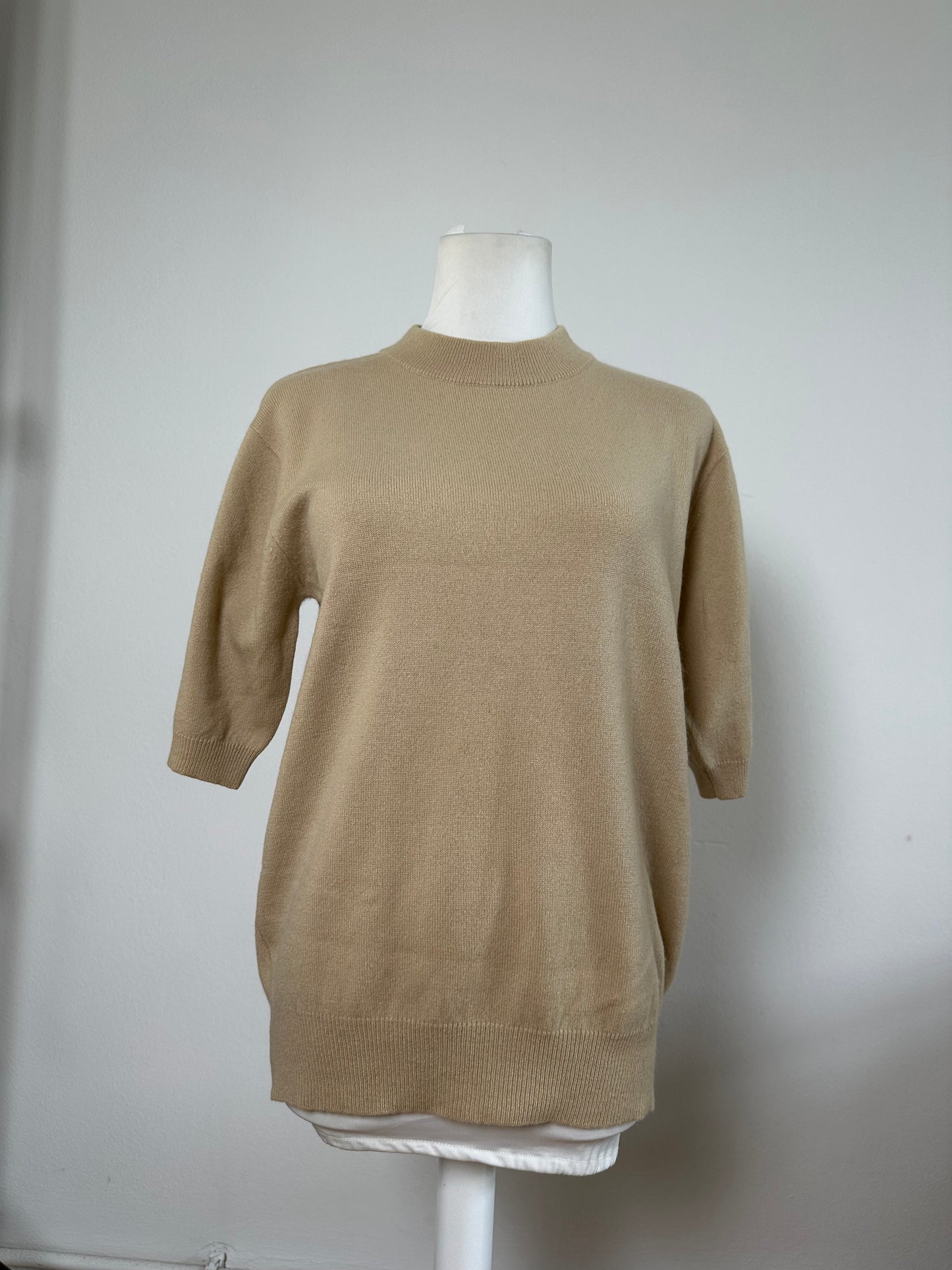 Vintage Chloe Cashmere Short Sleeve Sweater Beige L