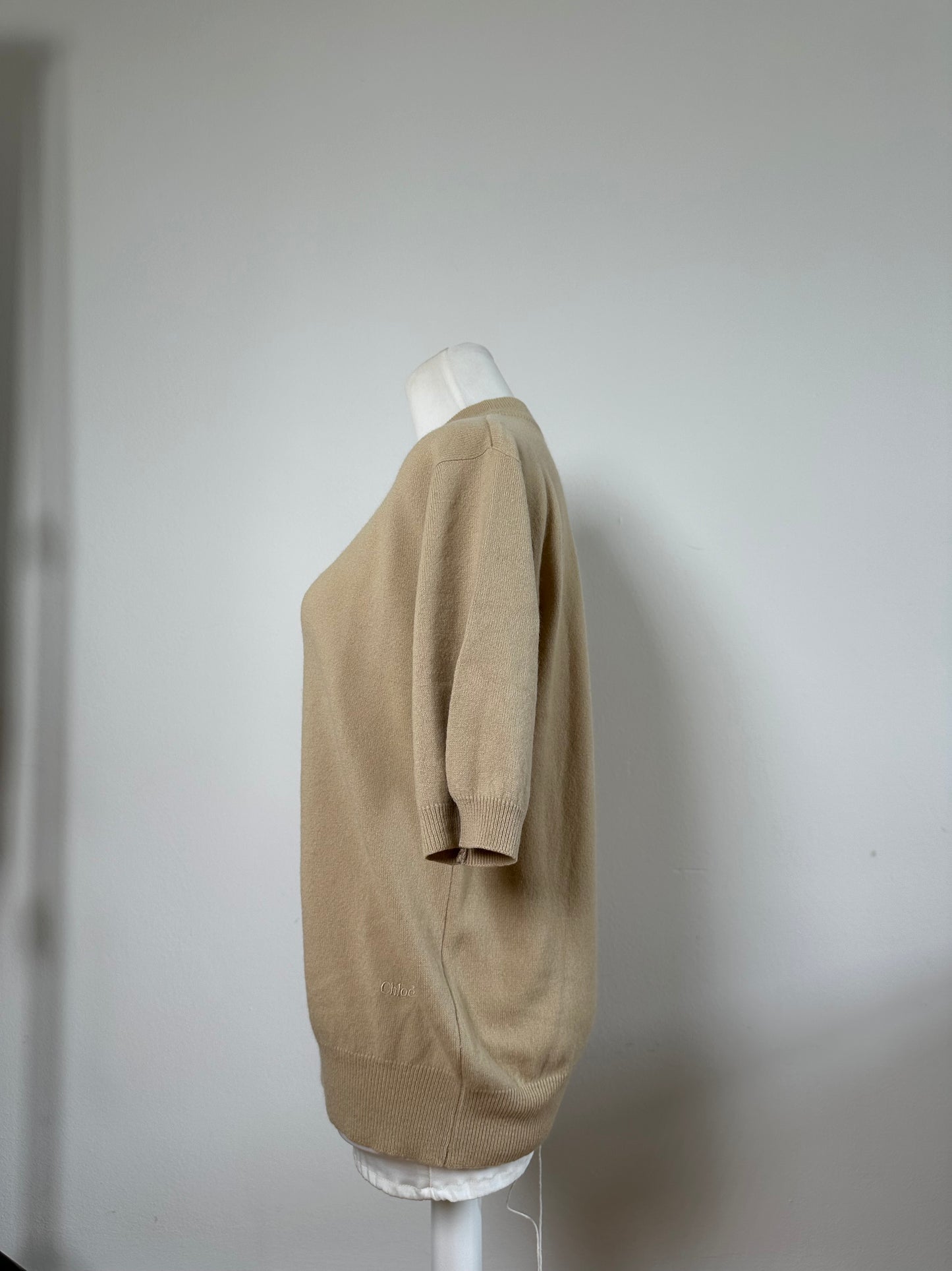 Vintage Chloe Cashmere Short Sleeve Sweater Beige L