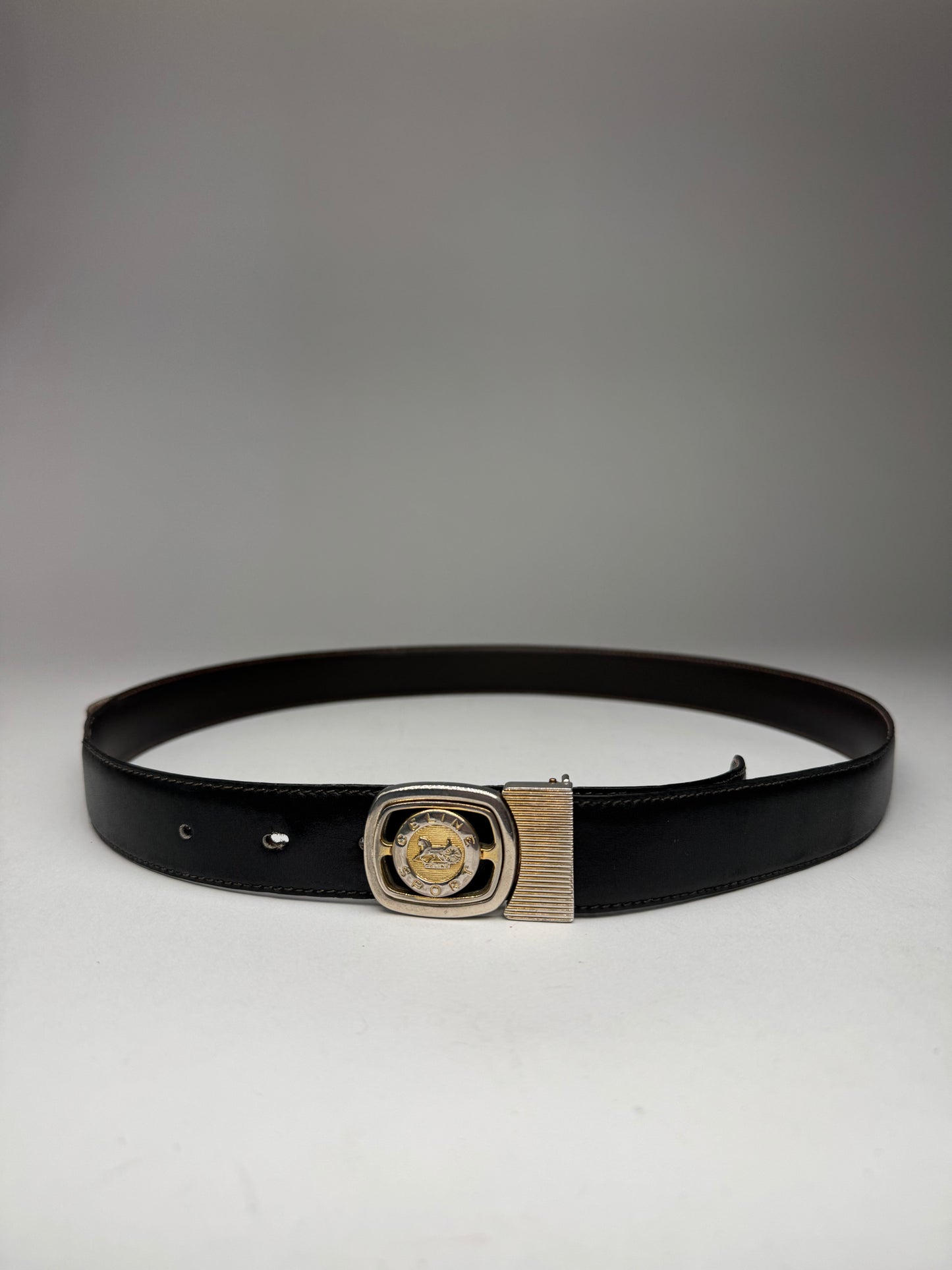Vintage Celine Paris Sport leather belt black