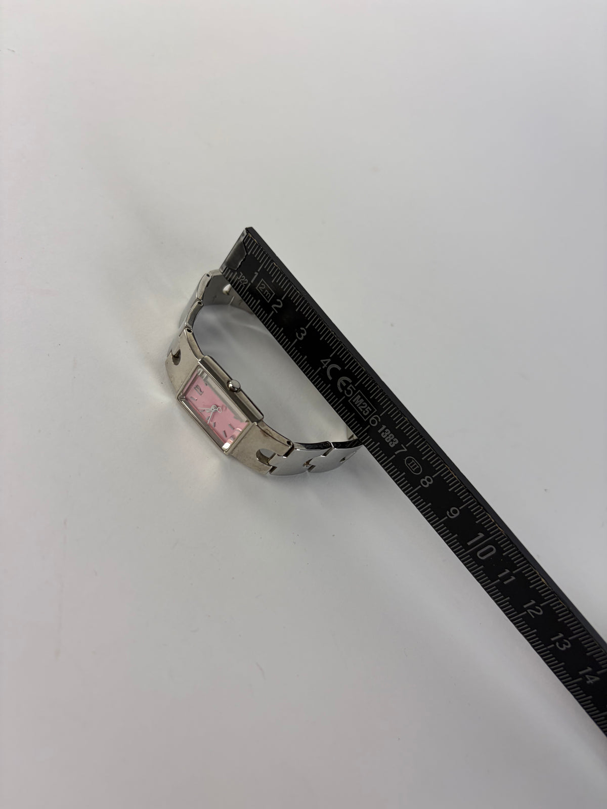 Vintage Courrèges Stainless Steel Bracelet Watch Pink Dial Early 2000s