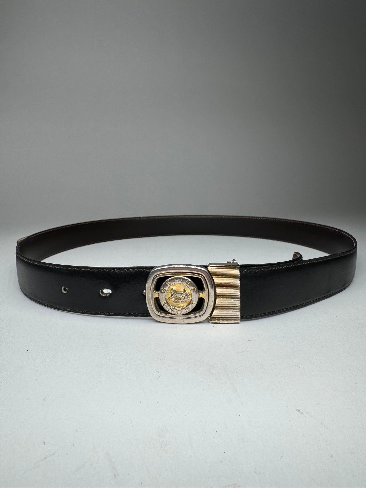 Vintage Celine Paris Sport leather belt black