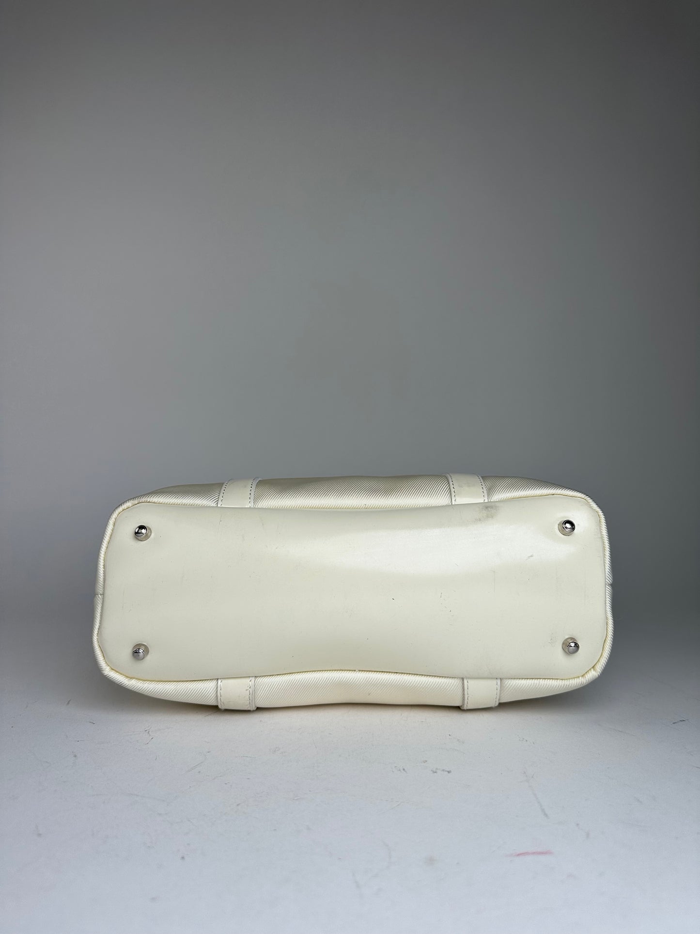 Vintage Gucci Bamboo Handle Canvas Tote Bag Ivory