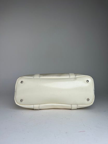 Vintage Gucci Bamboo Handle Canvas Tote Bag Ivory