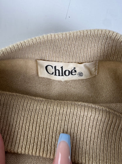 Vintage Chloe Cashmere Short Sleeve Sweater Beige L