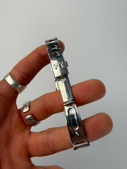 Vintage Courrèges Stainless Steel Bracelet Watch Pink Dial Early 2000s