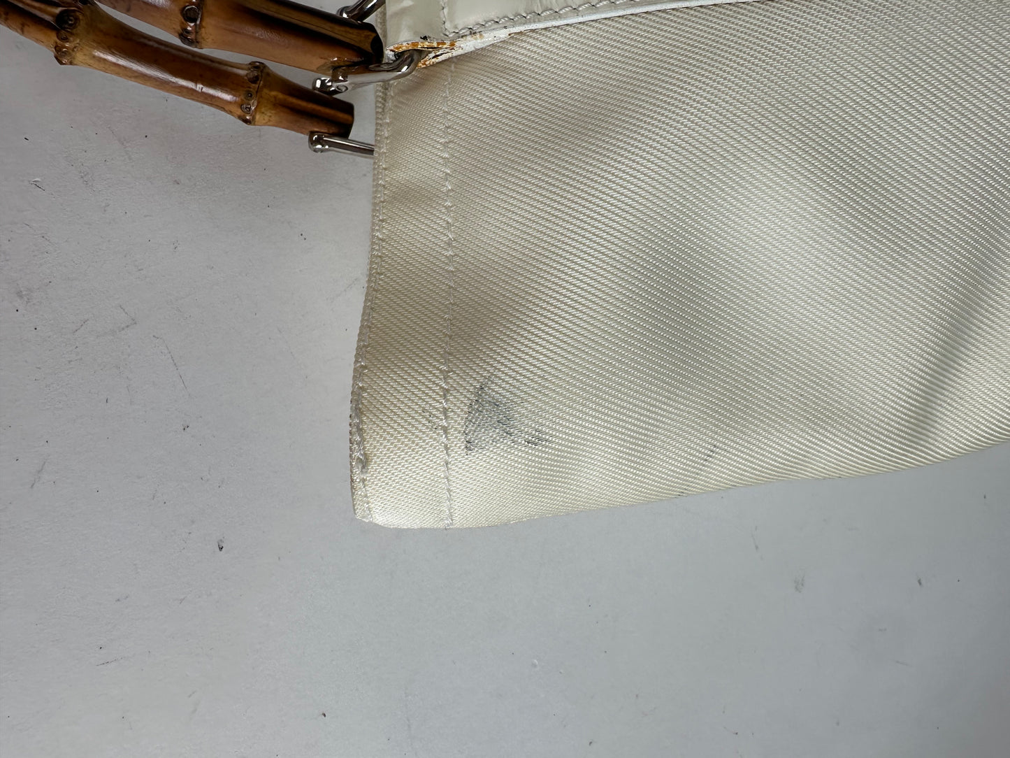 Vintage Gucci Bamboo Handle Canvas Tote Bag Ivory
