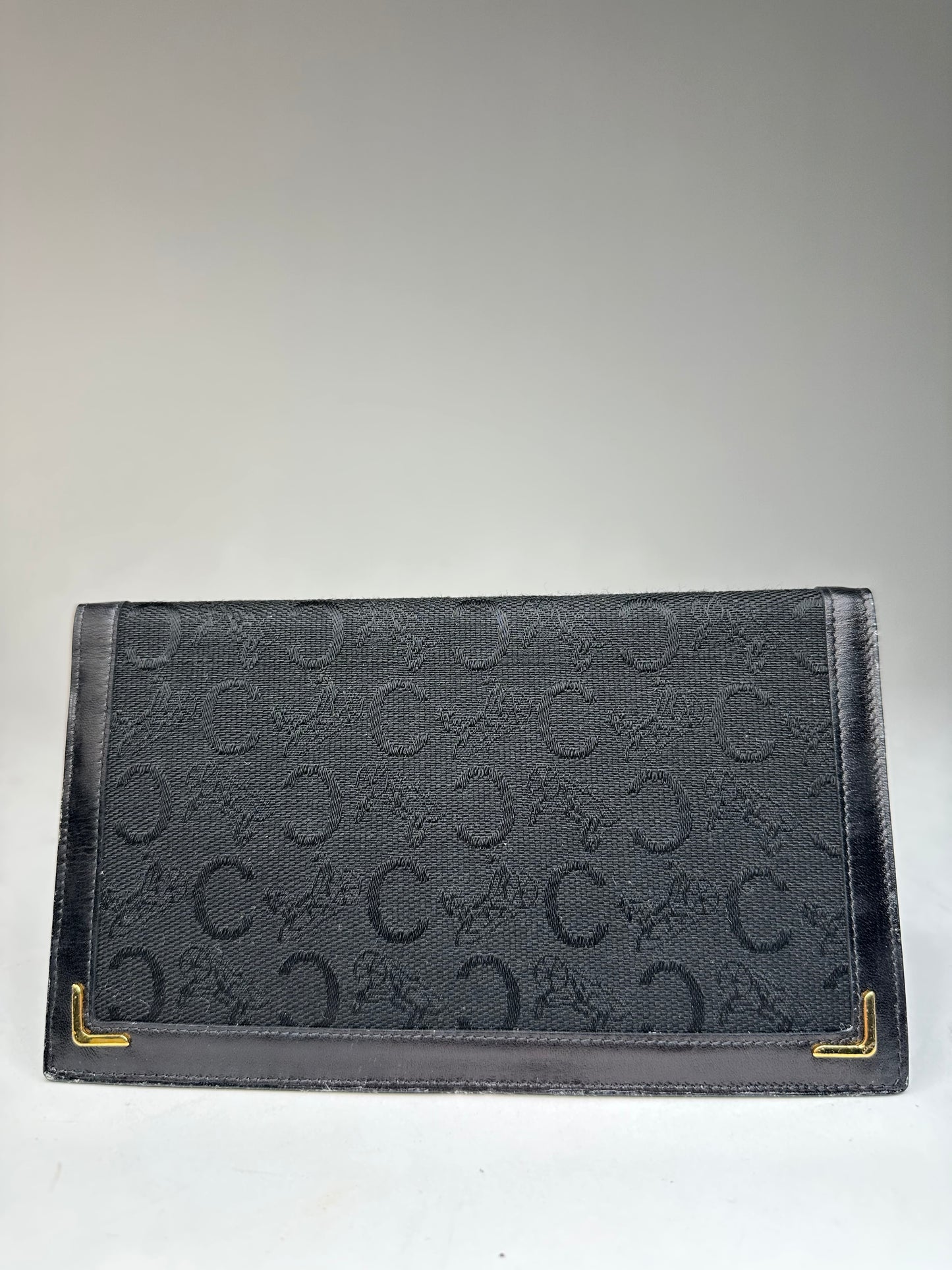 Vintage Celine Paris Monogram Leather Card / ID Holder  black
