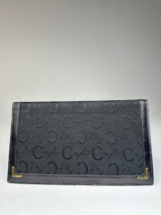 Vintage Celine Paris Monogram Leather Card / ID Holder  black