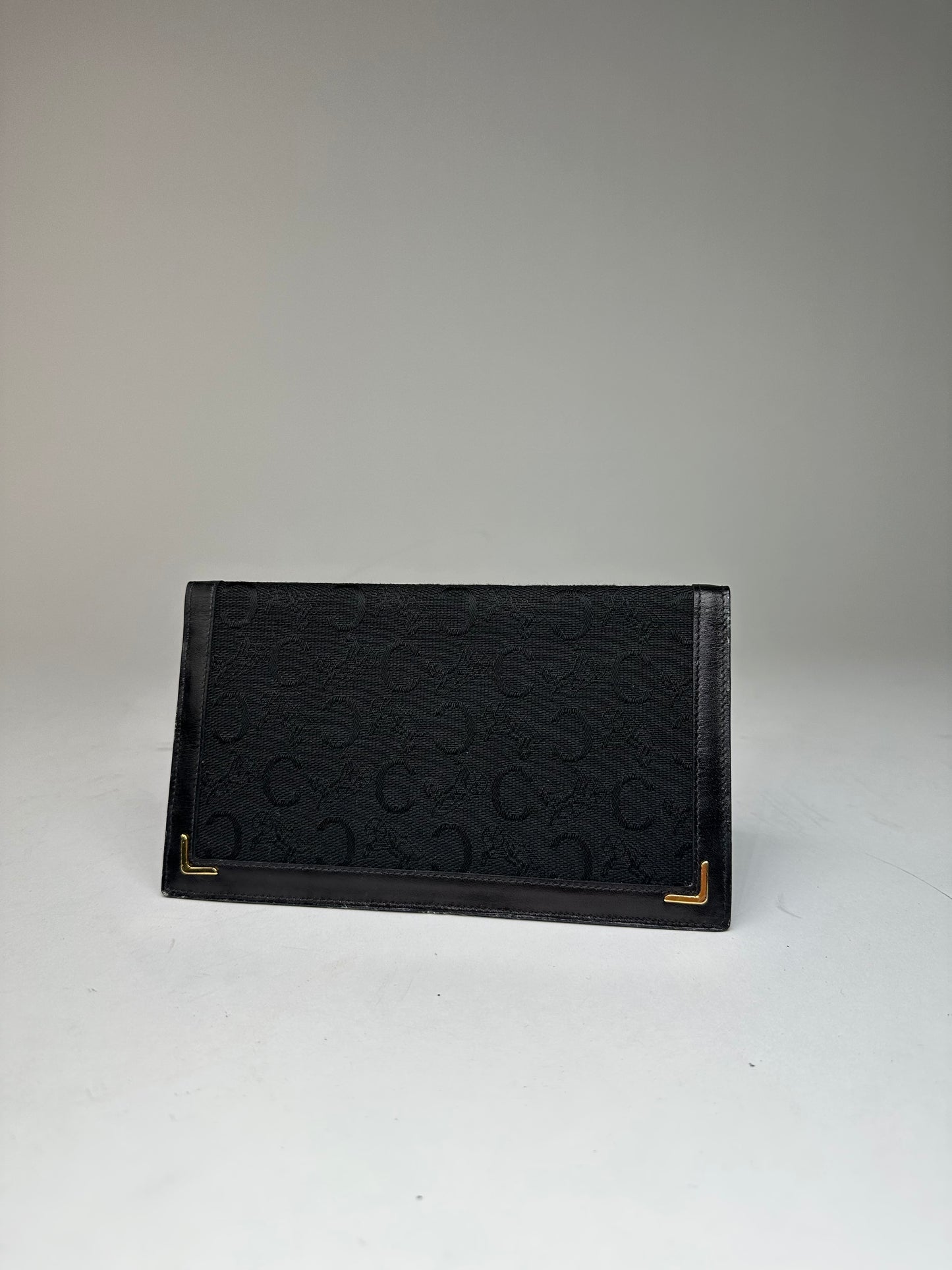 Vintage Celine Paris Monogram Leather Card / ID Holder  black