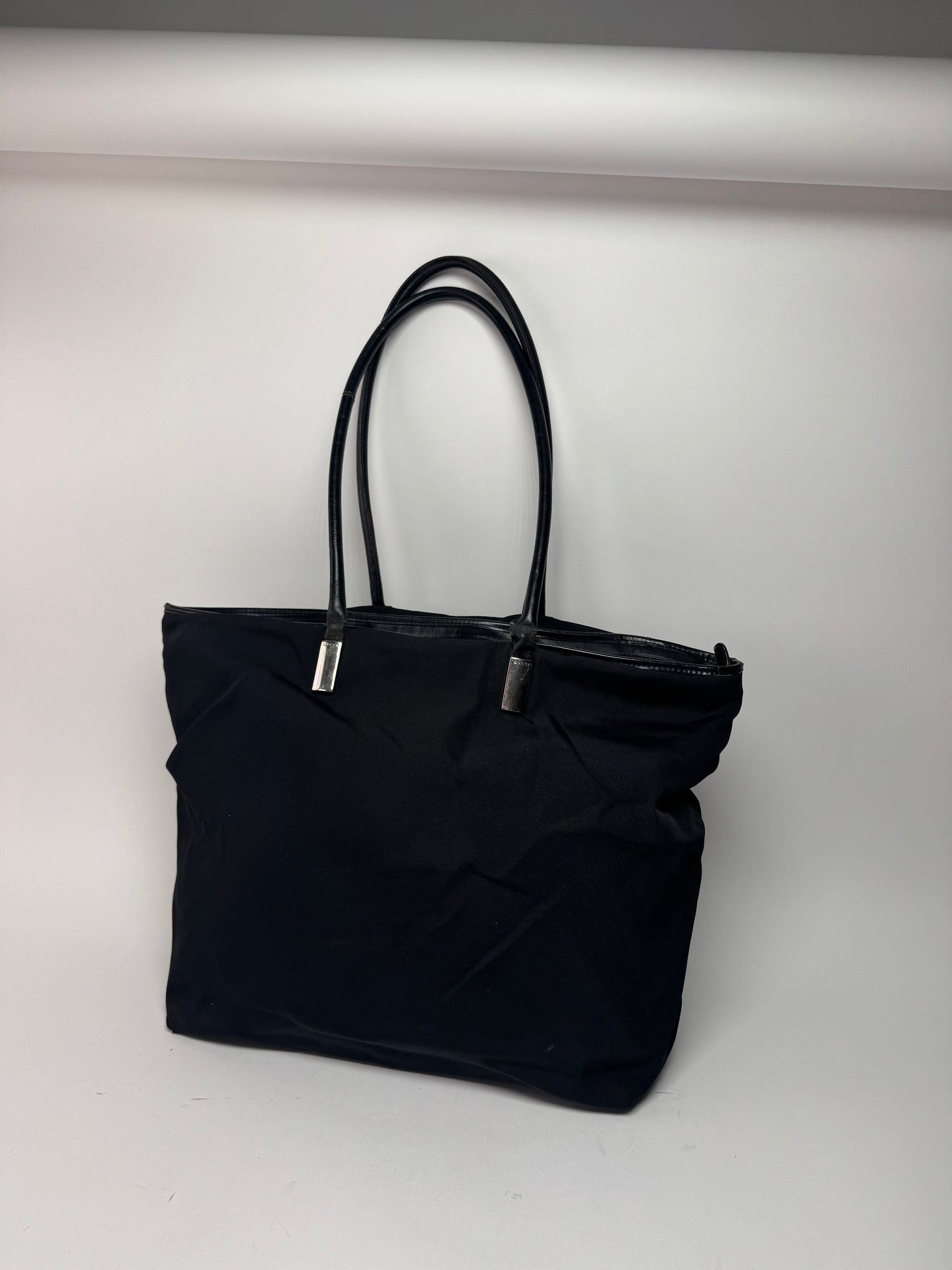 Sac vintage en cuir et coton Gucci noir