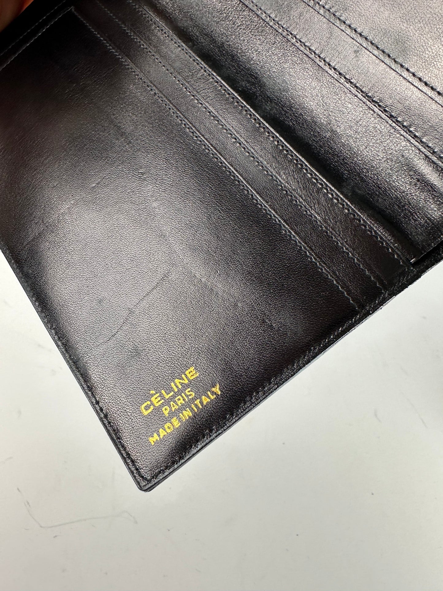 Vintage Celine Paris Monogram Leather Card / ID Holder  black