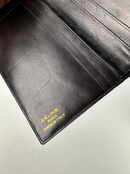 Vintage Celine Paris Monogram Leather Card / ID Holder  black