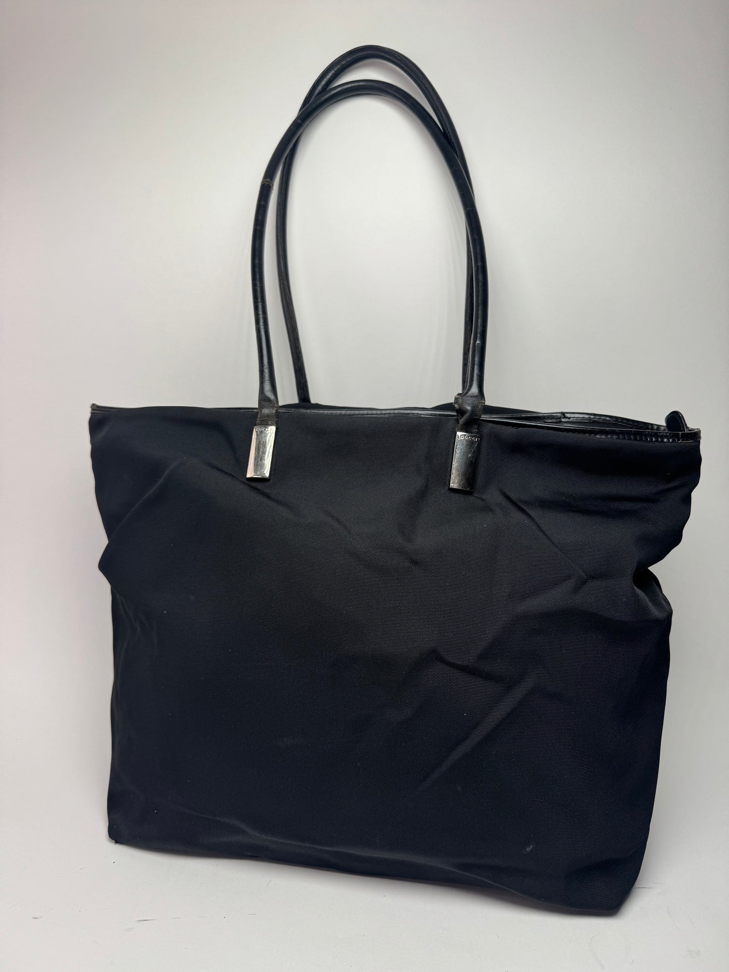 Sac vintage en cuir et coton Gucci noir