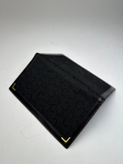 Vintage Celine Paris Monogram Leather Card / ID Holder  black