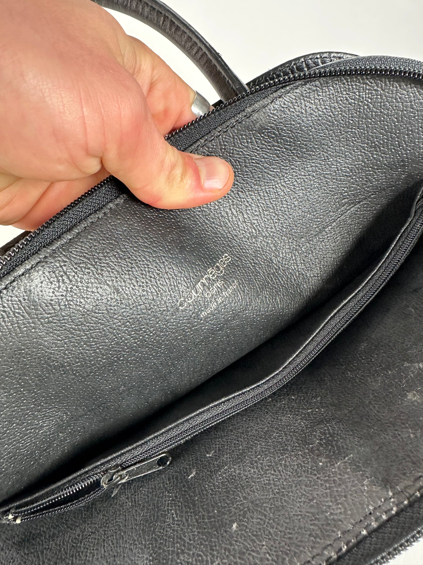 Vintage Courreges Leather Handbag Navy