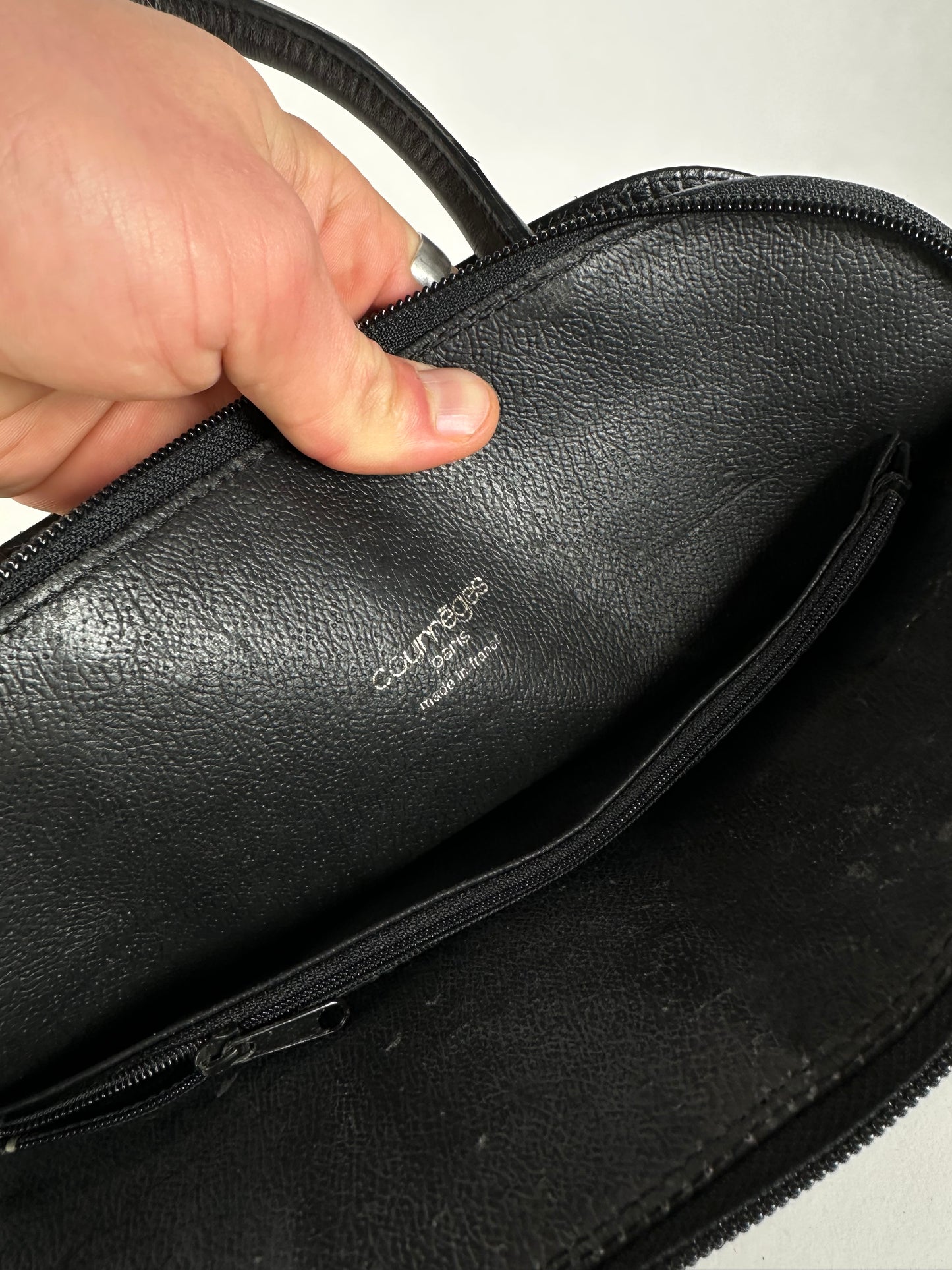 Vintage Courreges Leather Handbag Navy