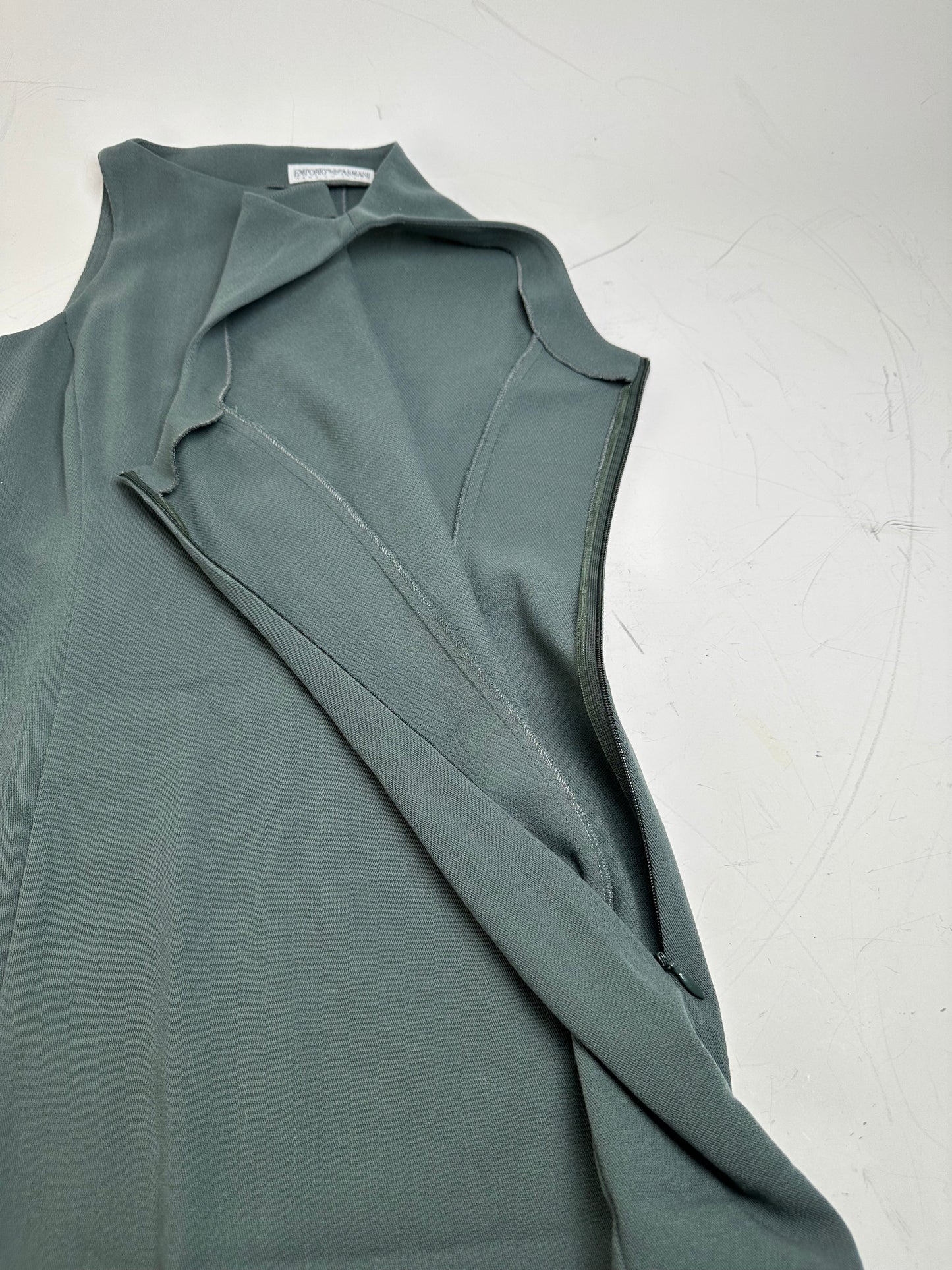 Vintage Emporio Armani Sleeveless Dress Dark Green XS