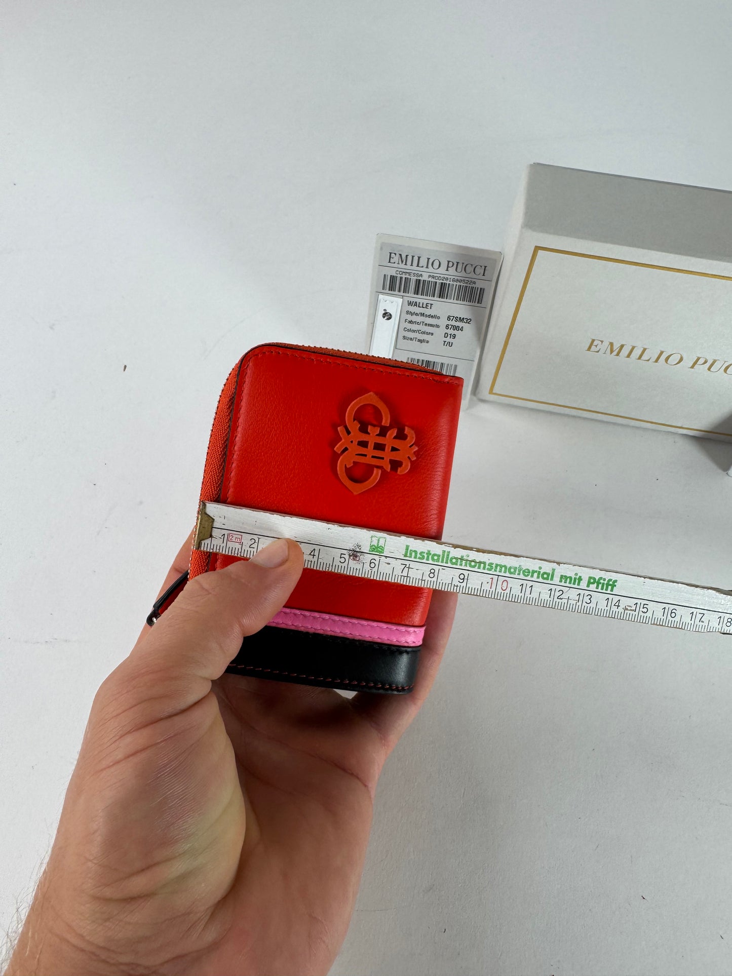 Vintage Emilio Pucci Leather Card Holder Red Black Pink