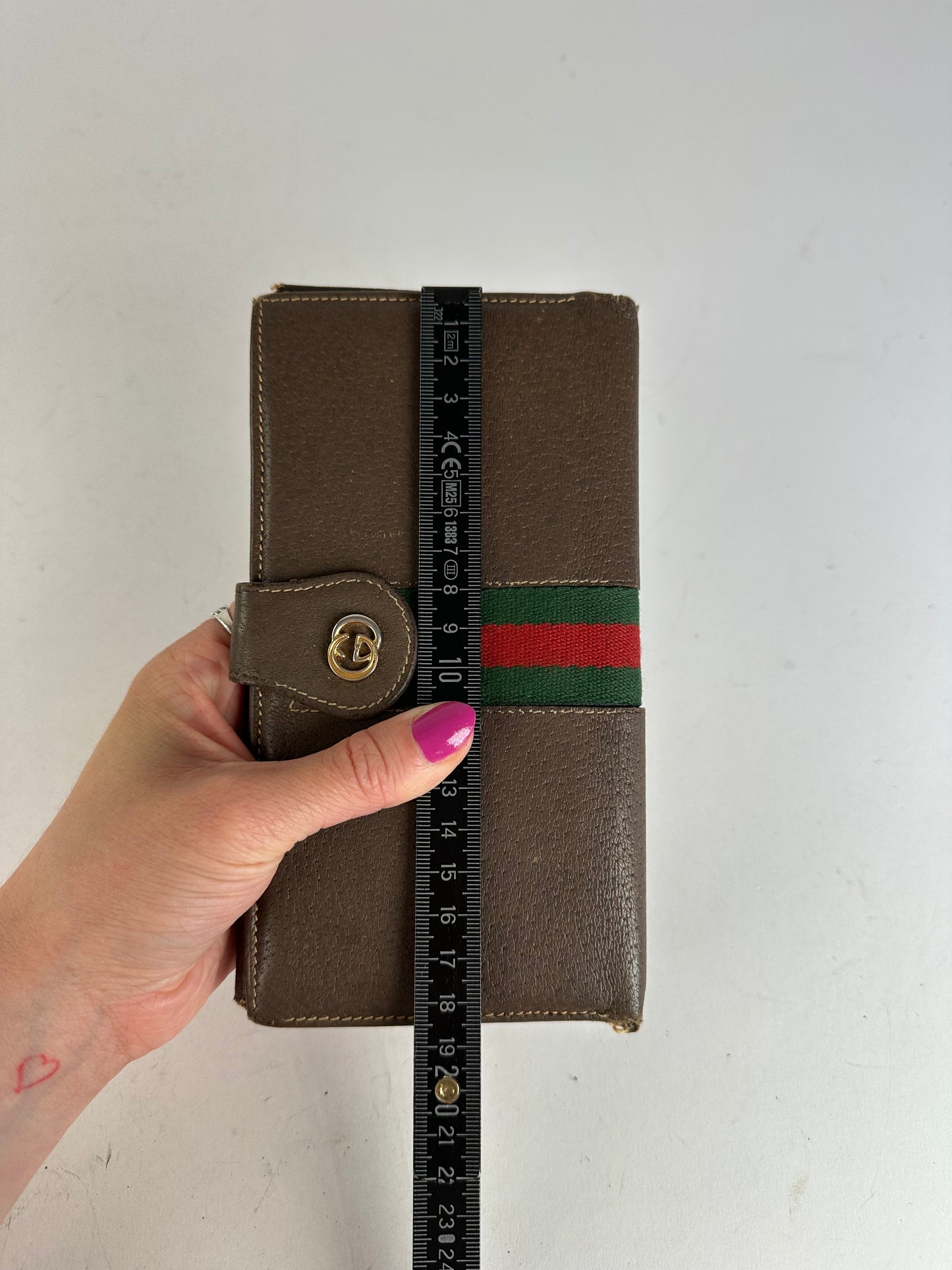 Vintage Gucci Web Stripe Leather Long Wallet Brown