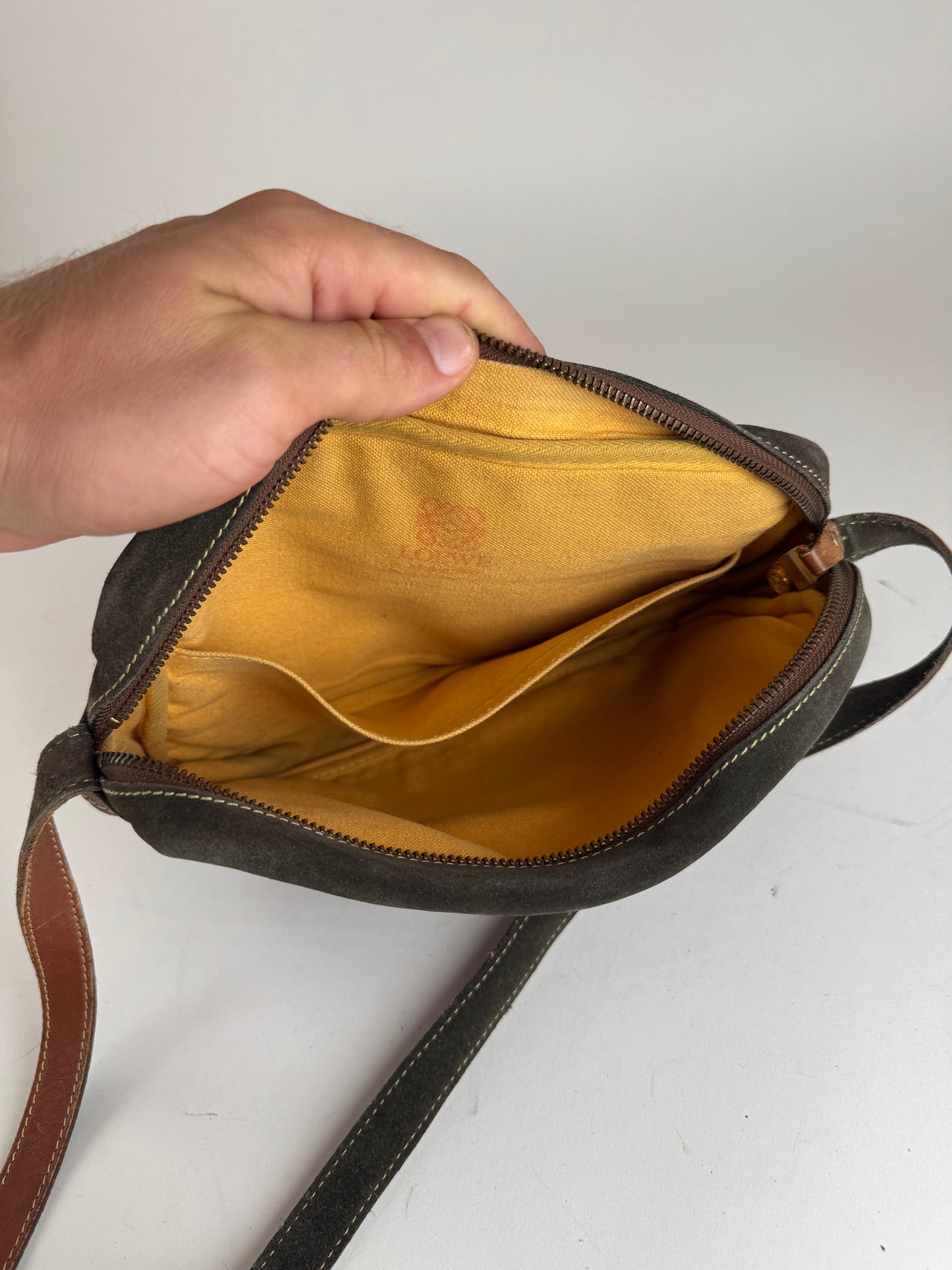 Vintage Loewe Madrid Suede Leather bag Red Green