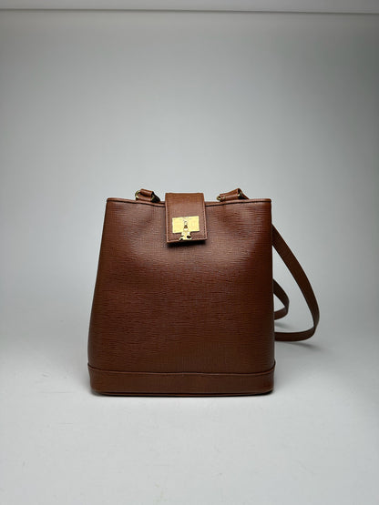 Vintage Courreges Leather bucket bag brown