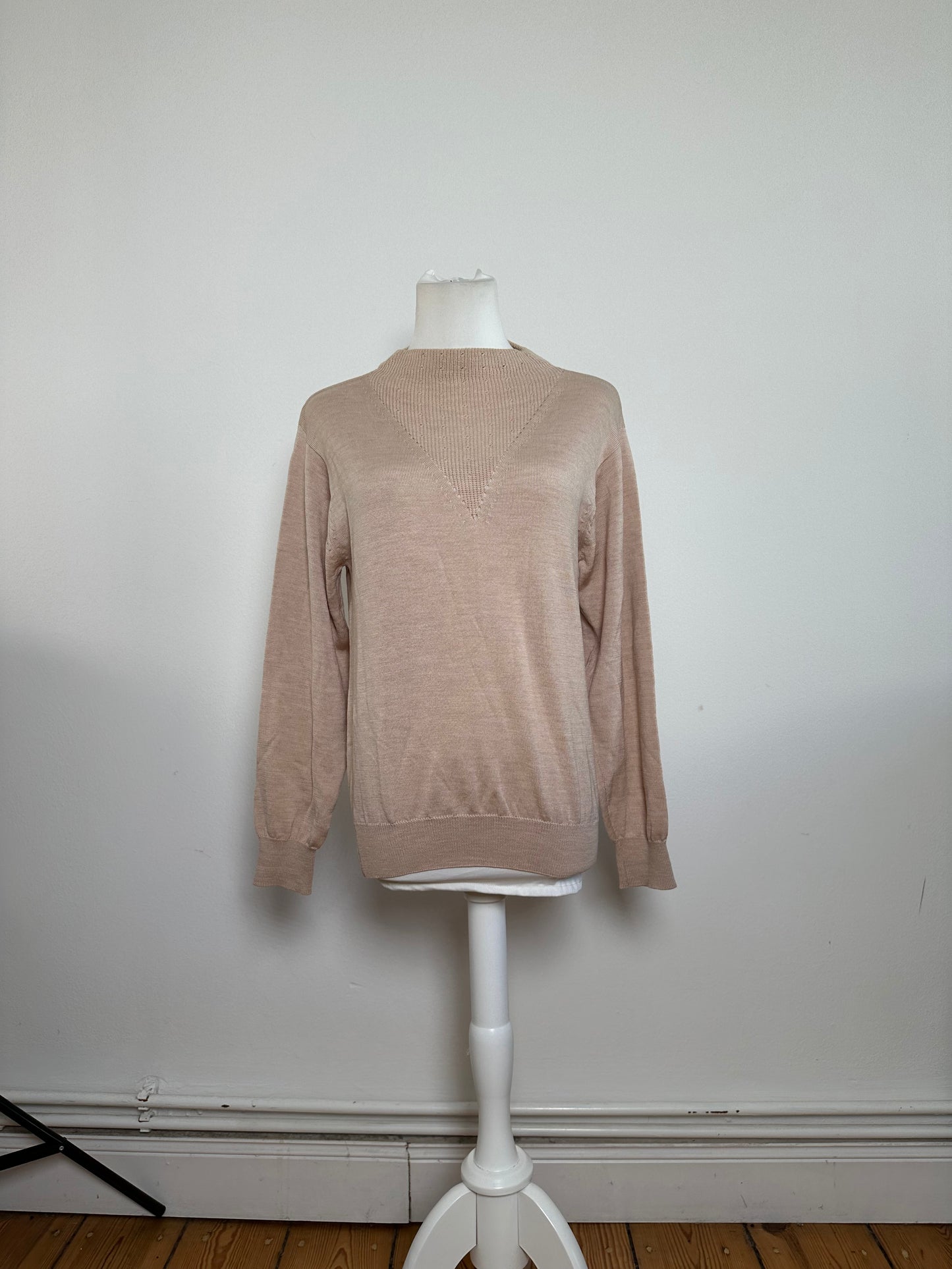 Vintage Dior Sports Wool Pointelle Knit Pullover Pink Beige M