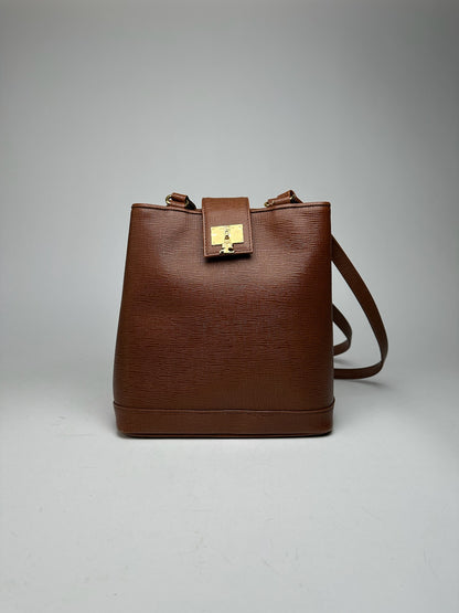Vintage Courreges Leather bucket bag brown
