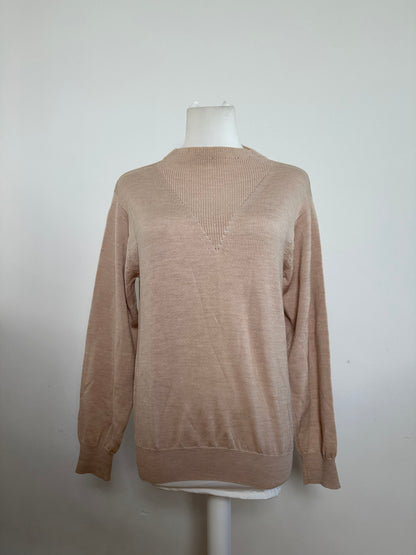 Vintage Dior Sports Wool Pointelle Knit Pullover Pink Beige M