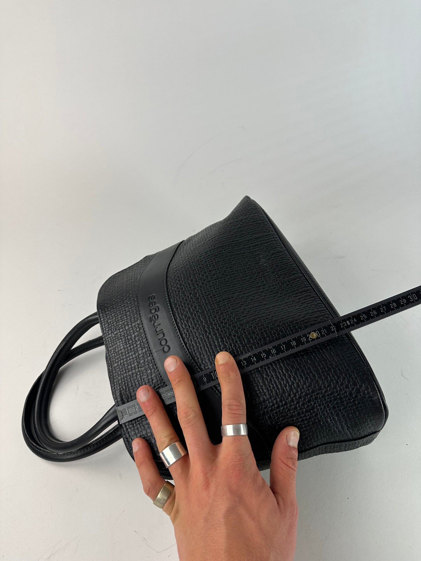 Vintage Courreges Leather Handbag Navy