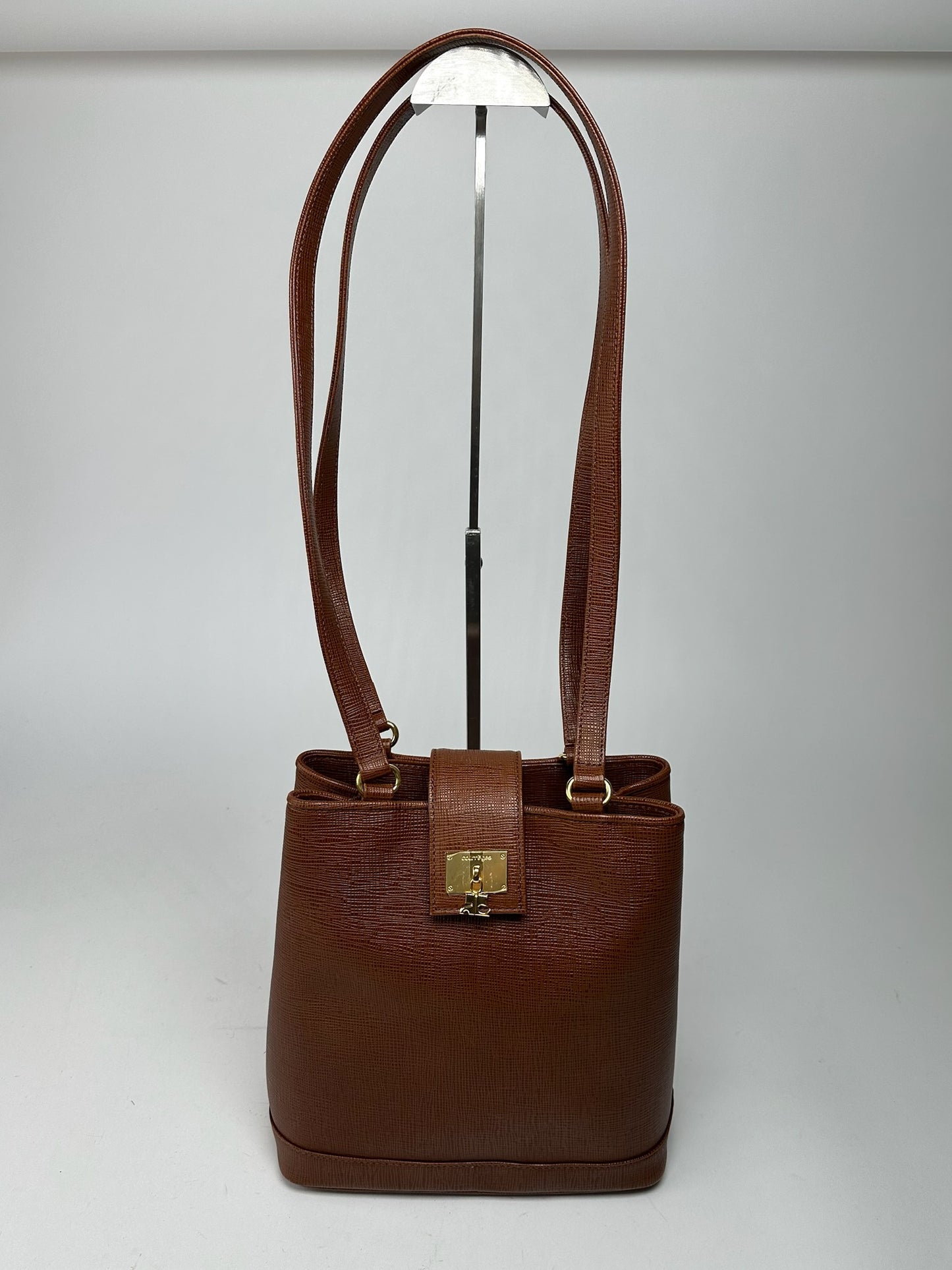 Vintage Courreges Leather bucket bag brown