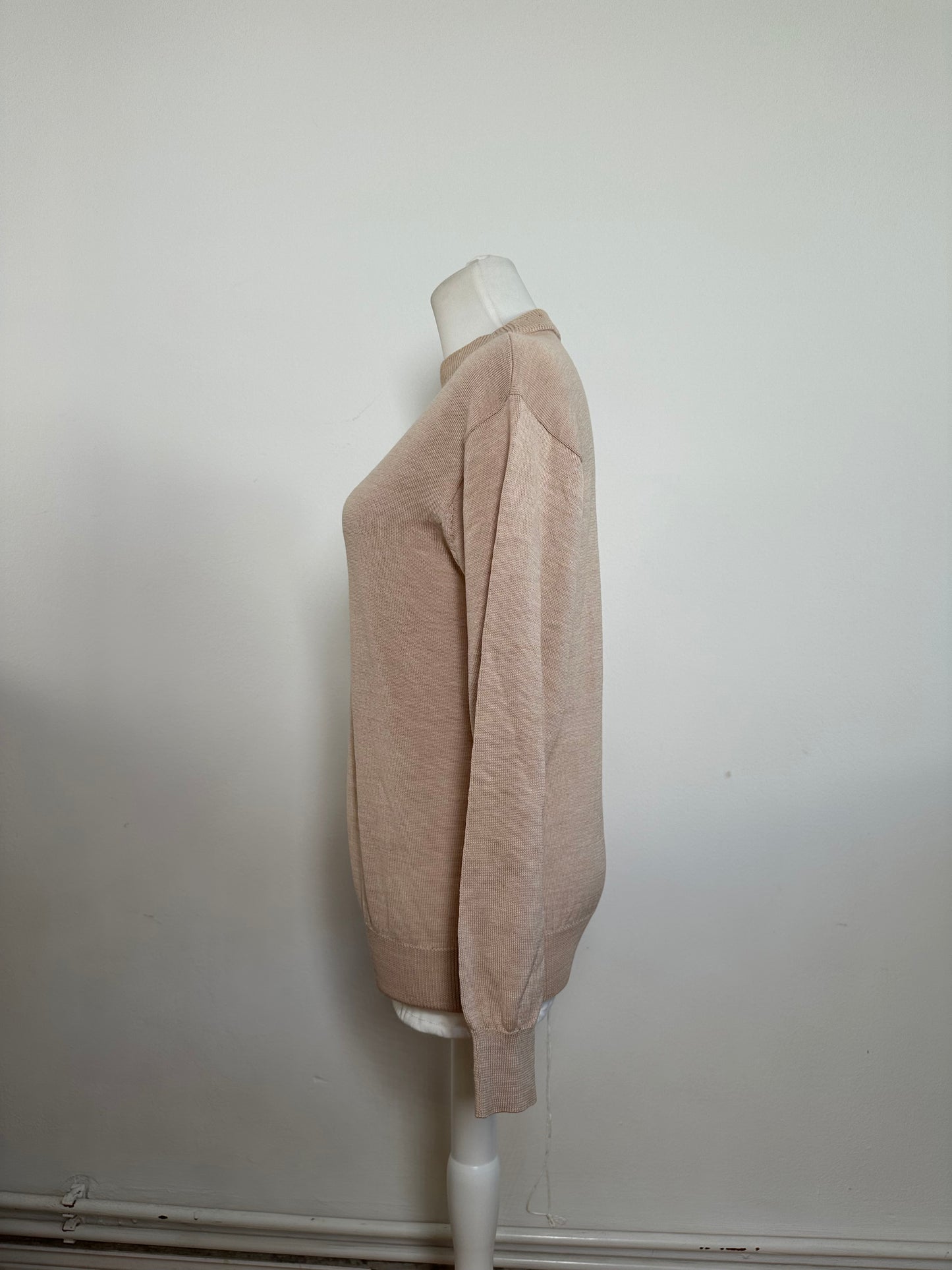 Vintage Dior Sports Wool Pointelle Knit Pullover Pink Beige M