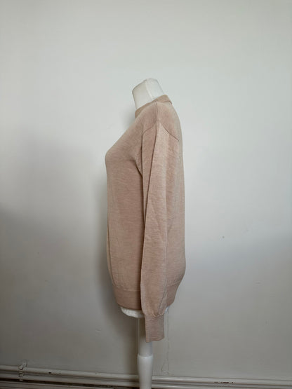 Vintage Dior Sports Wool Pointelle Knit Pullover Pink Beige M