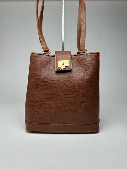 Vintage Courreges Leather bucket bag brown