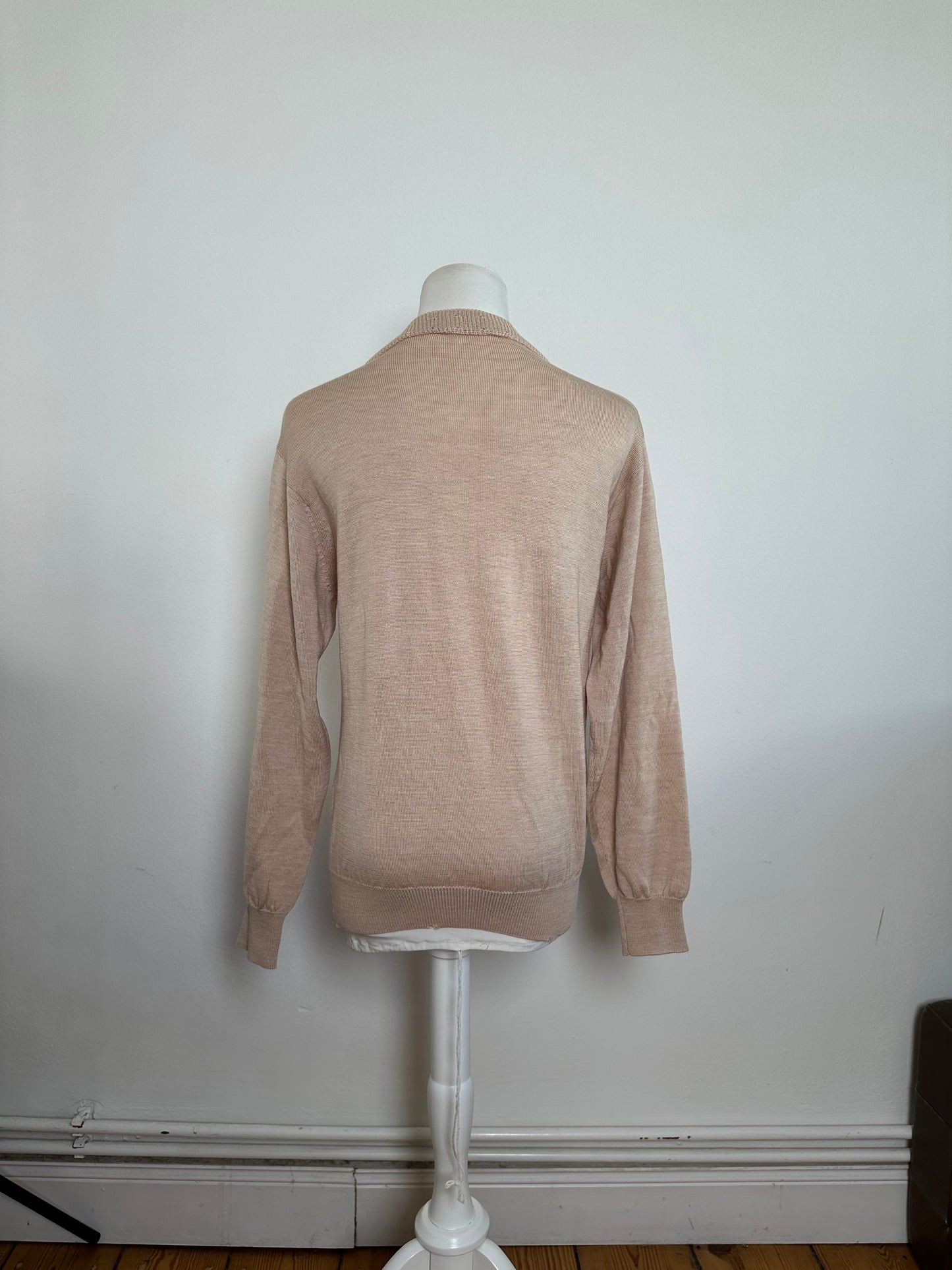 Vintage Dior Sports Wool Pointelle Knit Pullover Pink Beige M