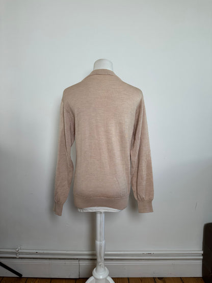 Vintage Dior Sports Wool Pointelle Knit Pullover Pink Beige M