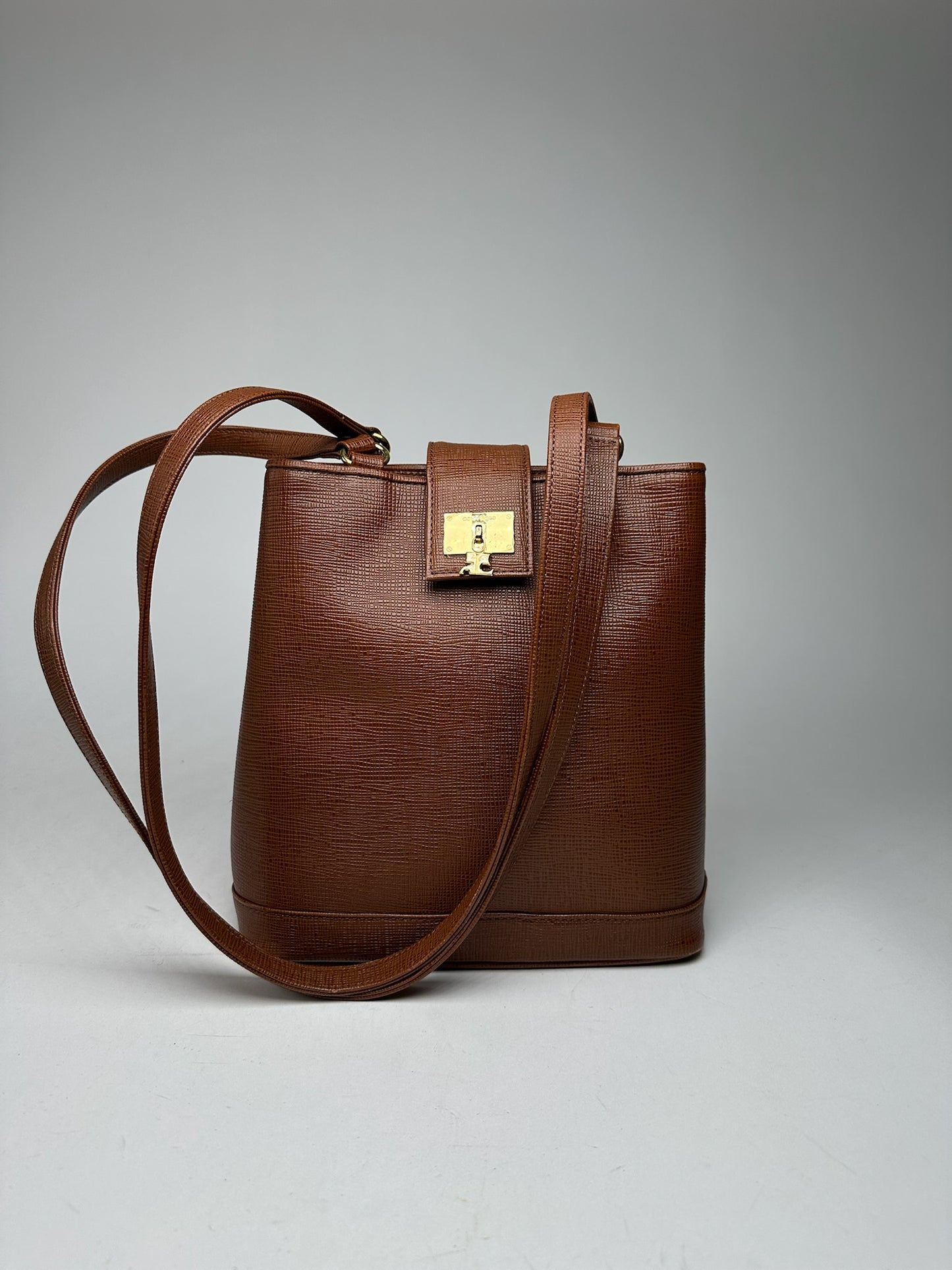 Vintage Courreges Leather bucket bag brown